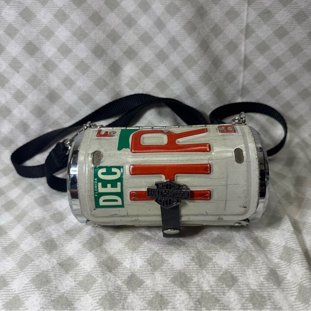 Rare Little Earth Florida License Plate Harley Davidson Barrel Purse Handbag